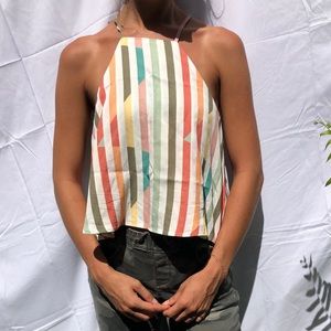Made in the USA, striped colored halter top!